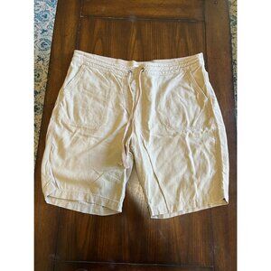 Per Se Tan Linen Viscose Blend Pull On Bermuda Shorts Size 1X